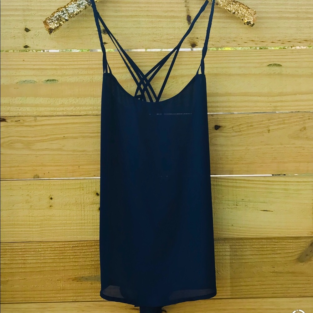Women’s Sexy dark blue sheer tank top
